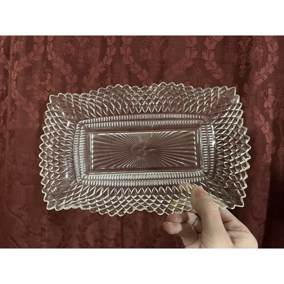 Set of 3 INDIANA GLASS Bowls Square Ruffle Diamond Point Candy Nut Dish Clear - Picture 5 of 16